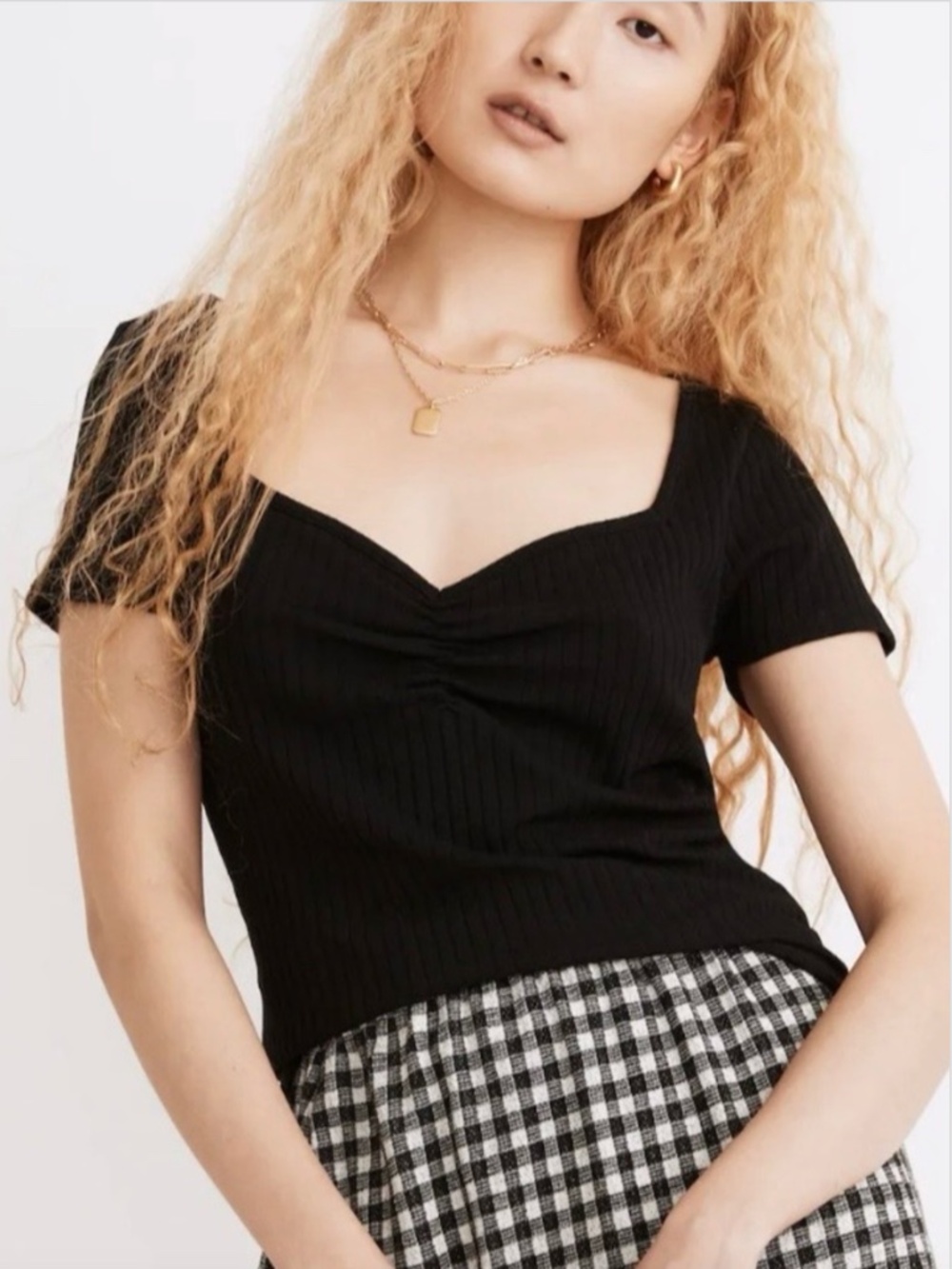 Madewell Sweetheart Neck Ribbed Tee,  small